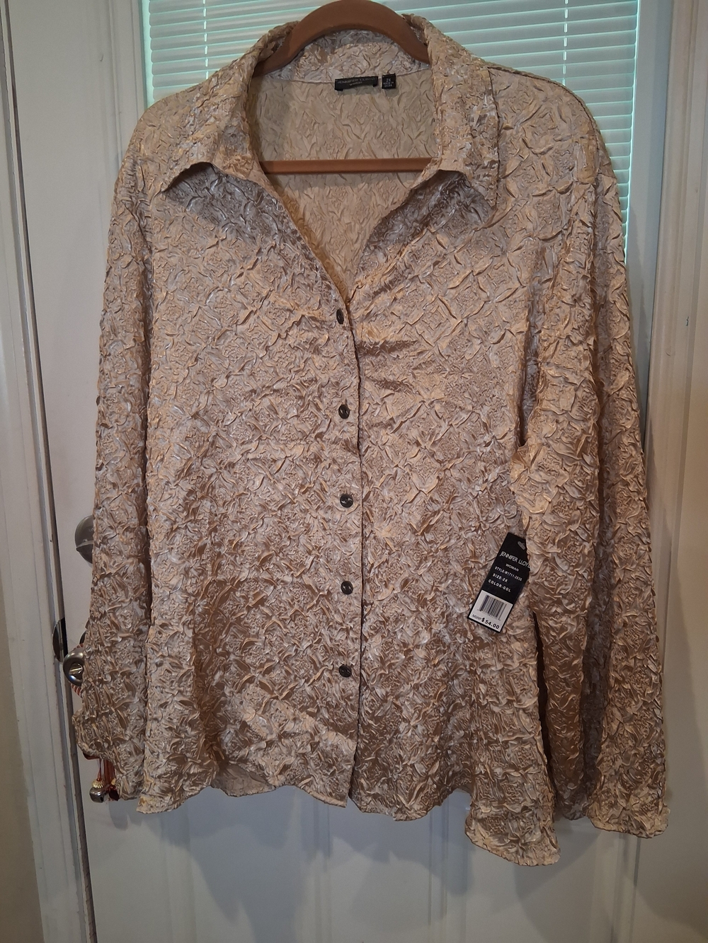 sku83 NWT Jennifer Lloyd Jacquard Pattern Gold/Champagne Metallic Tone Size 2x